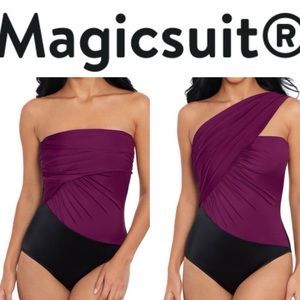 NWOT Goddess Colorblock One-Shoulder convertible one piece swimsuit size8